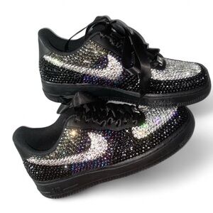 Nike Air Force 1’s Black Low Tops All Sizes Luxe Crystals New With Box